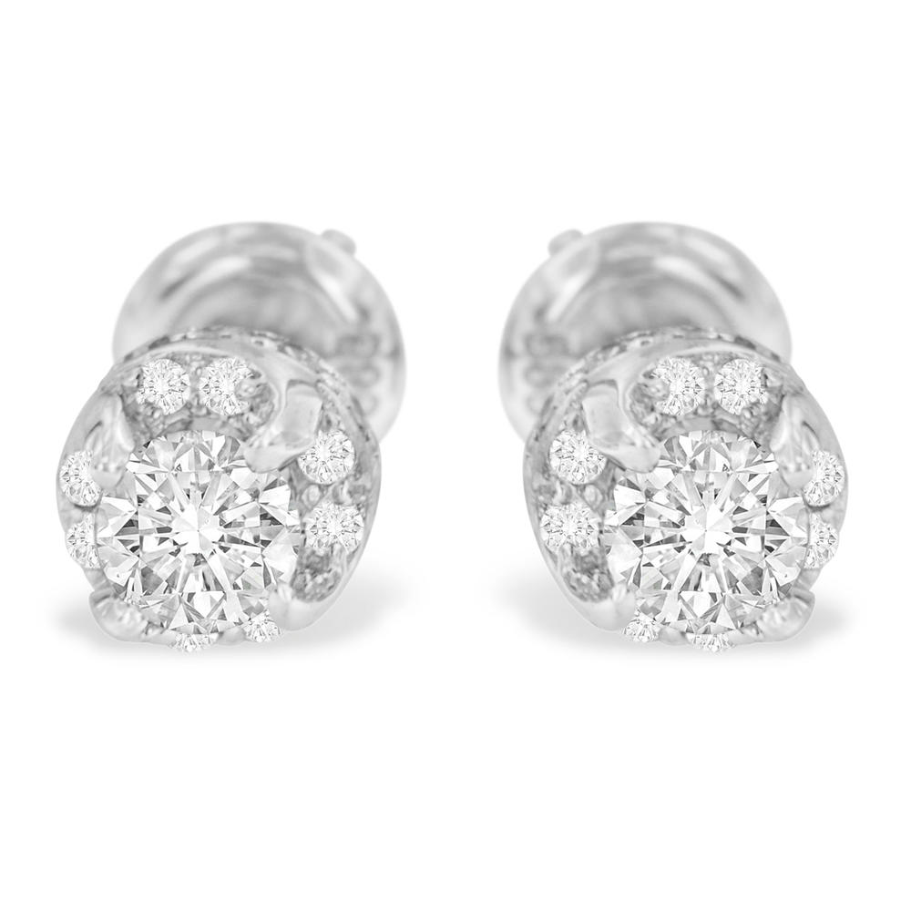 14K White Gold 1ct TDW Round-cut Diamond Stud Earrings (I-J,I1-I2)