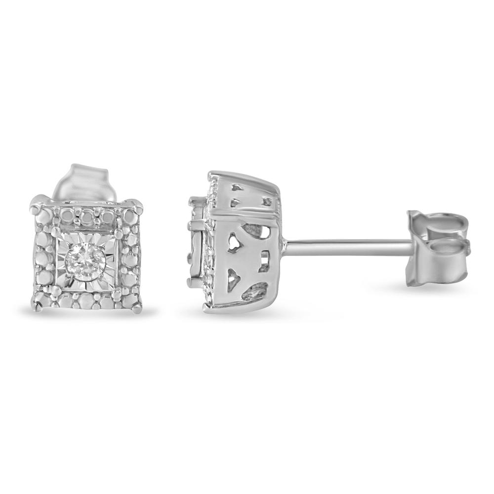 Sterling Silver .1ct TDW Miracle Plated Diamond Stud Earrings (H-I,I2)