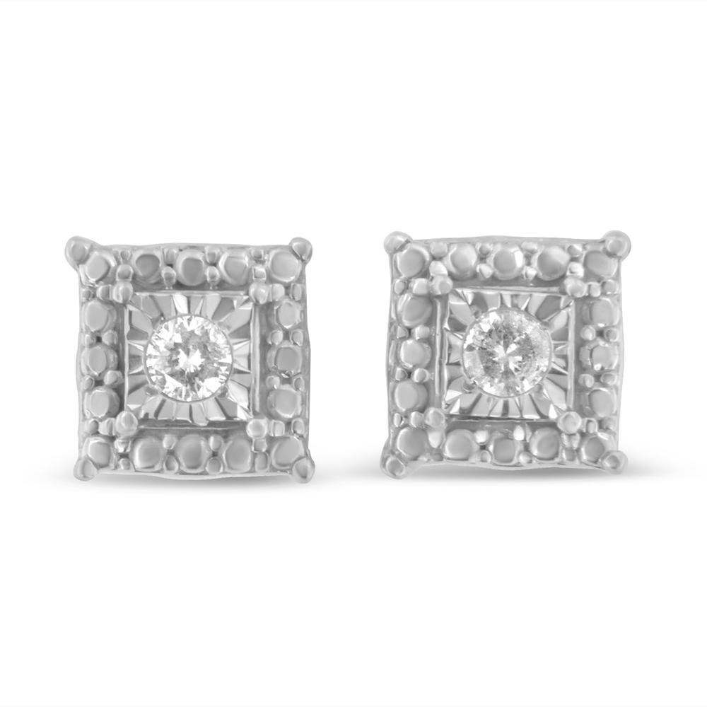 Sterling Silver .1ct TDW Miracle Plated Diamond Stud Earrings (H-I,I2)