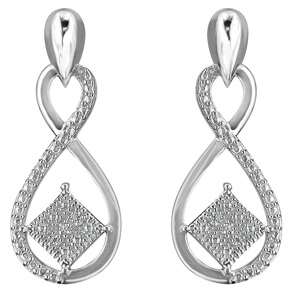 Sterling Silver 0.04ct TDW Round Cut Diamond Infinity Earrings (H-I,I2)