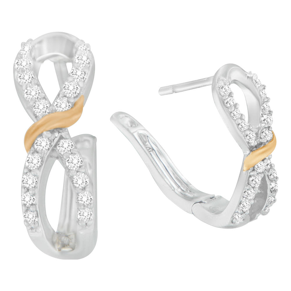 10K Two Toned Gold 0.3 CTTW Round Cut Diamond Earrings (H-I, I1-I2)