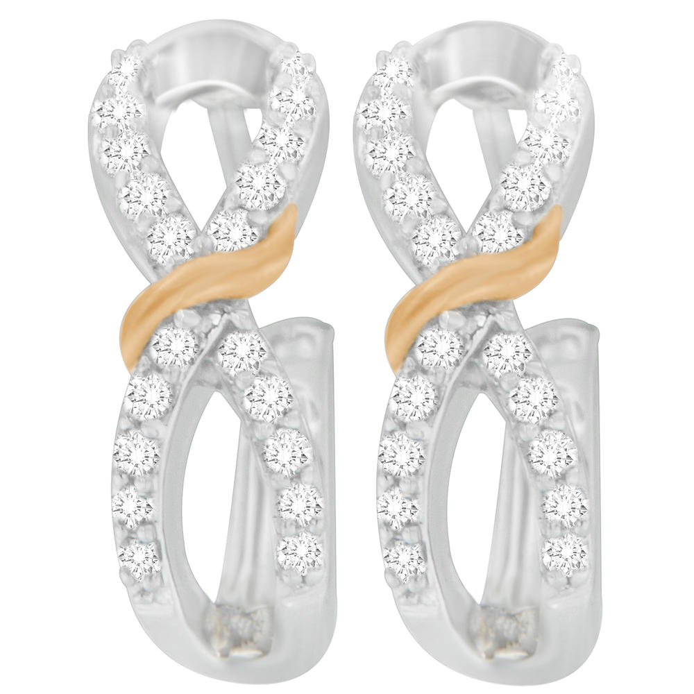 10K Two Toned Gold 0.3 CTTW Round Cut Diamond Earrings (H-I, I1-I2)