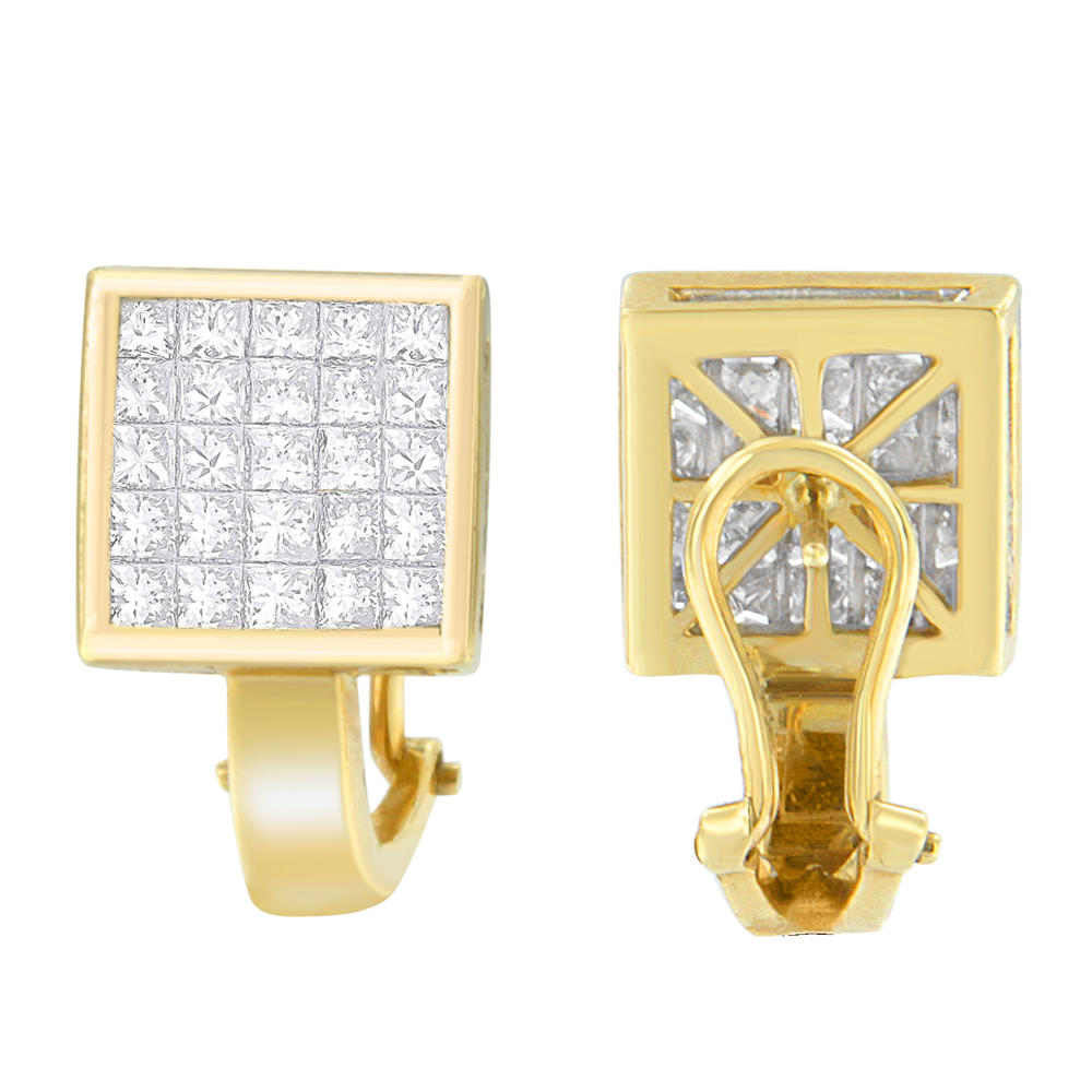 14K Yellow Gold 3.26ct. TDW Princess-Cut Diamond Composite Earrings (G-H, VS1-VS2)