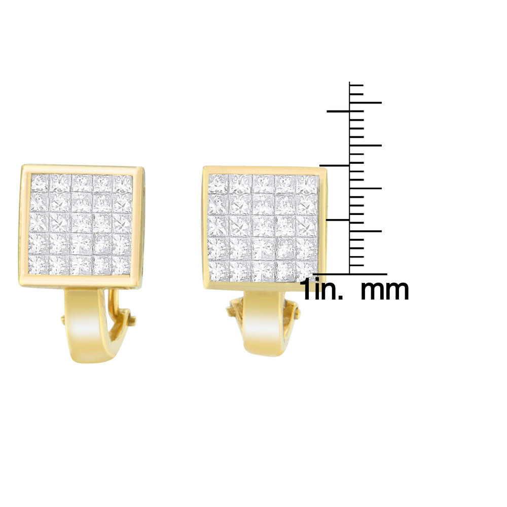 14K Yellow Gold 3.26ct. TDW Princess-Cut Diamond Composite Earrings (G-H, VS1-VS2)