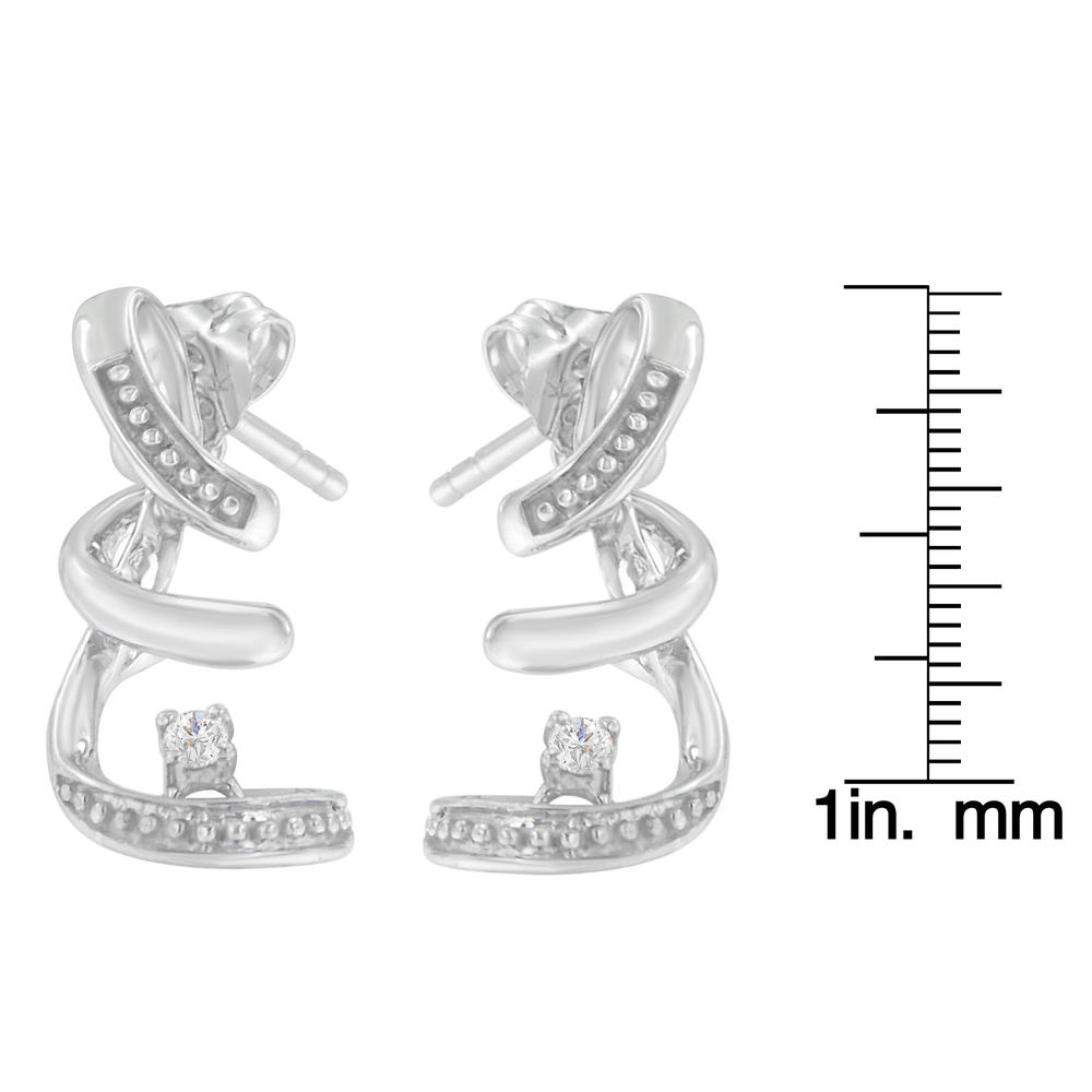 10K White Gold 0.05 CTTW Round Cut Diamond Earrings (H-I, I1-I2)