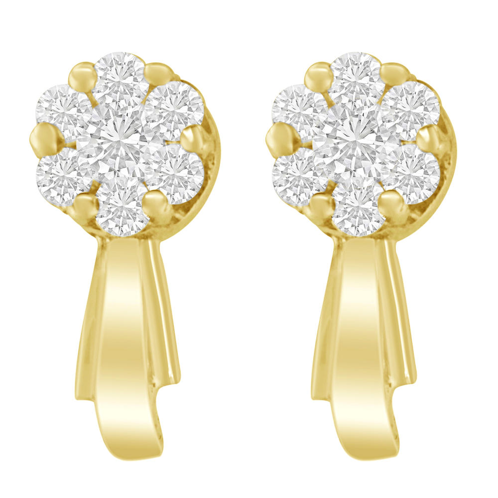 14K Yellow Gold 3/4ct. TDW Round-cut Diamond Earrings (H-I,I1-I2)