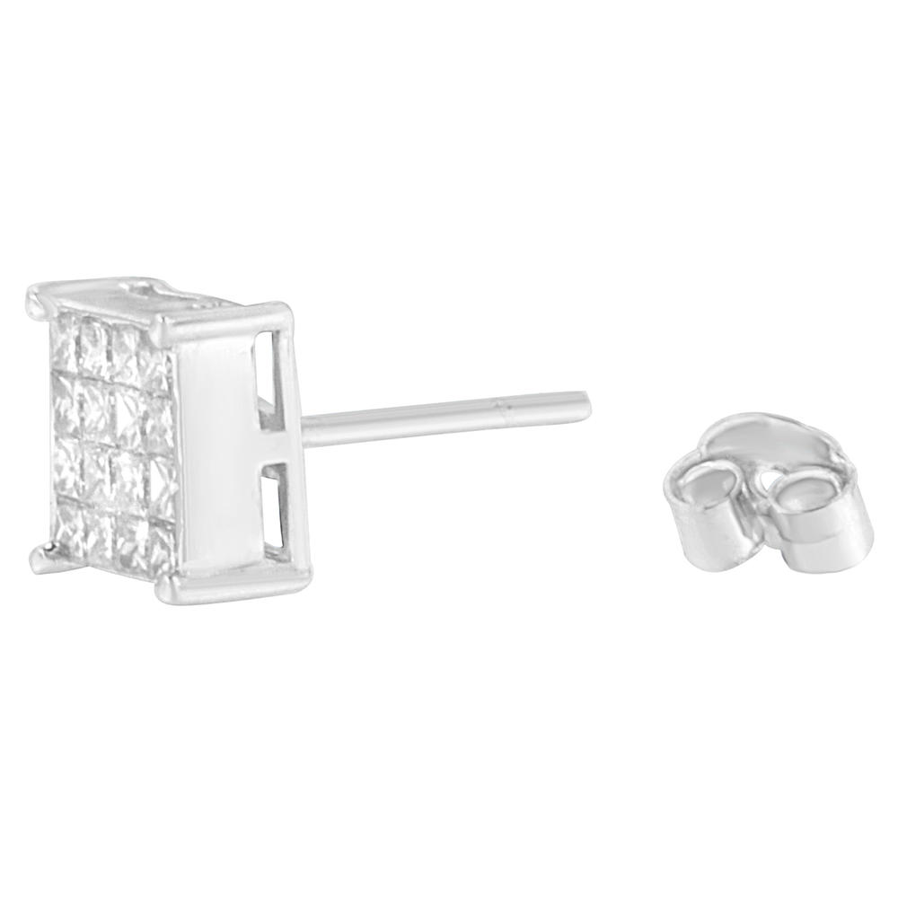 14K White Gold 1ct. TDW Princess-cut Diamond Earrings (G-H,VS2-SI1)