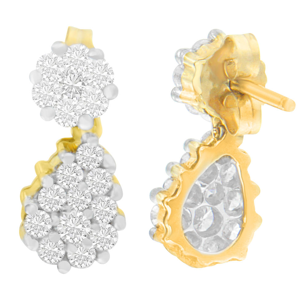 14K Yellow Gold 1.23ct. TDW Round-cut Diamond Earrings (H-I,SI2-I1)