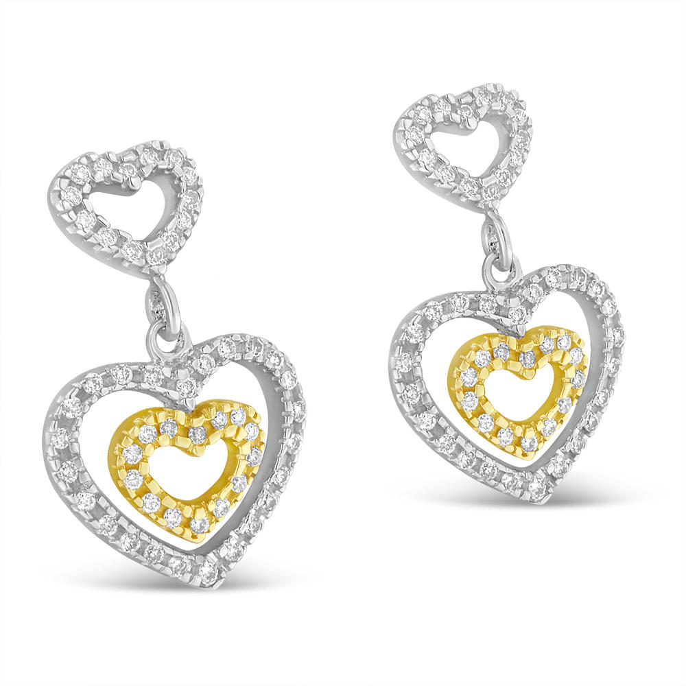 14K Two Toned 1/2ct. TDW Round-cut Diamond Earrings (H-I,SI1-SI2)