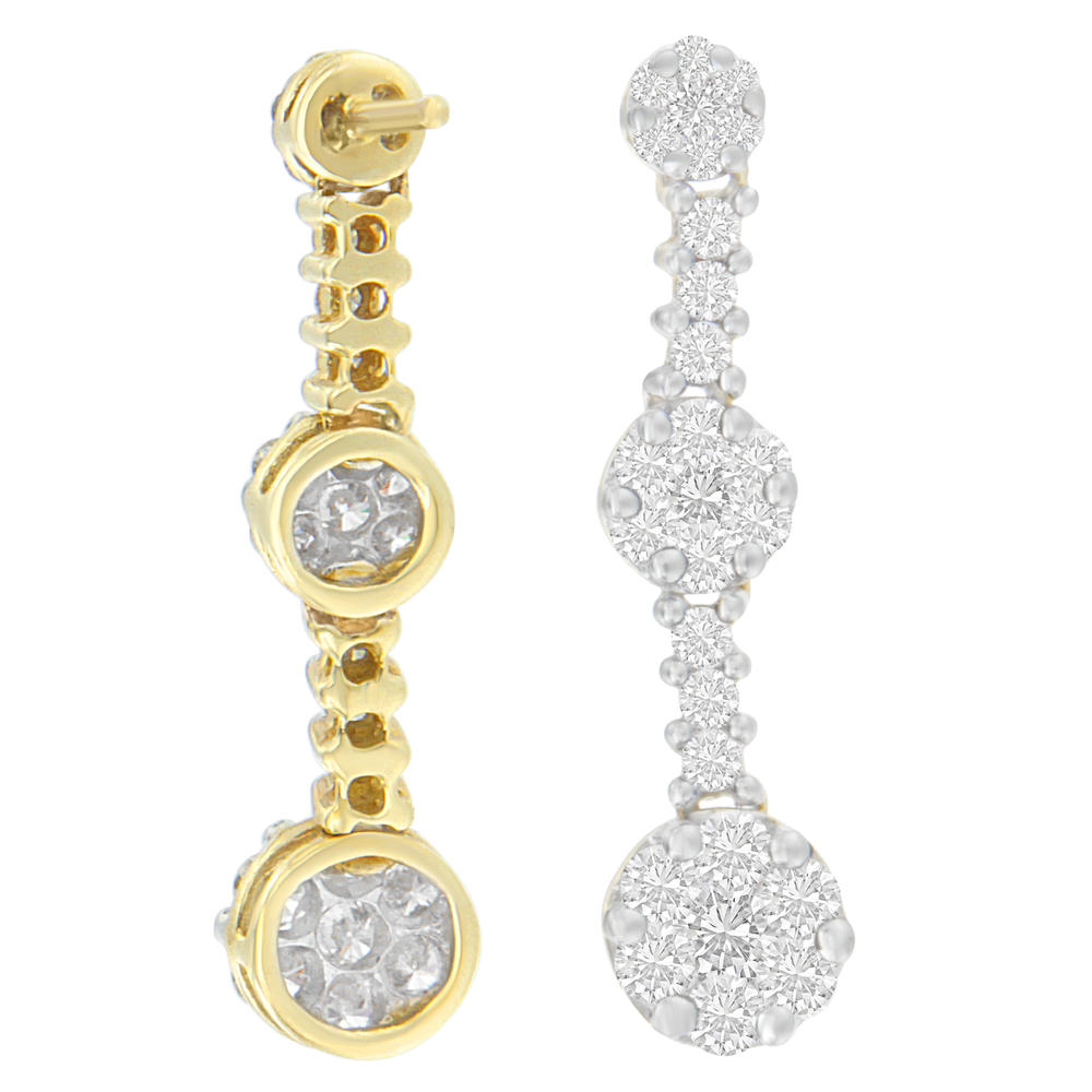 14K Yellow Gold 2ct. TDW Round-cut Diamond Earrings (I-J,SI1-SI2)