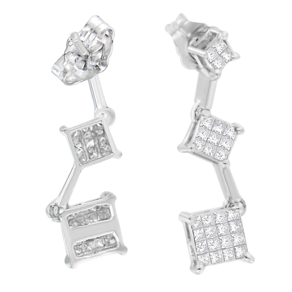 14K White Gold 1/2ct. TDW Princess-cut Diamond Earrings (H-I,SI1-SI2)