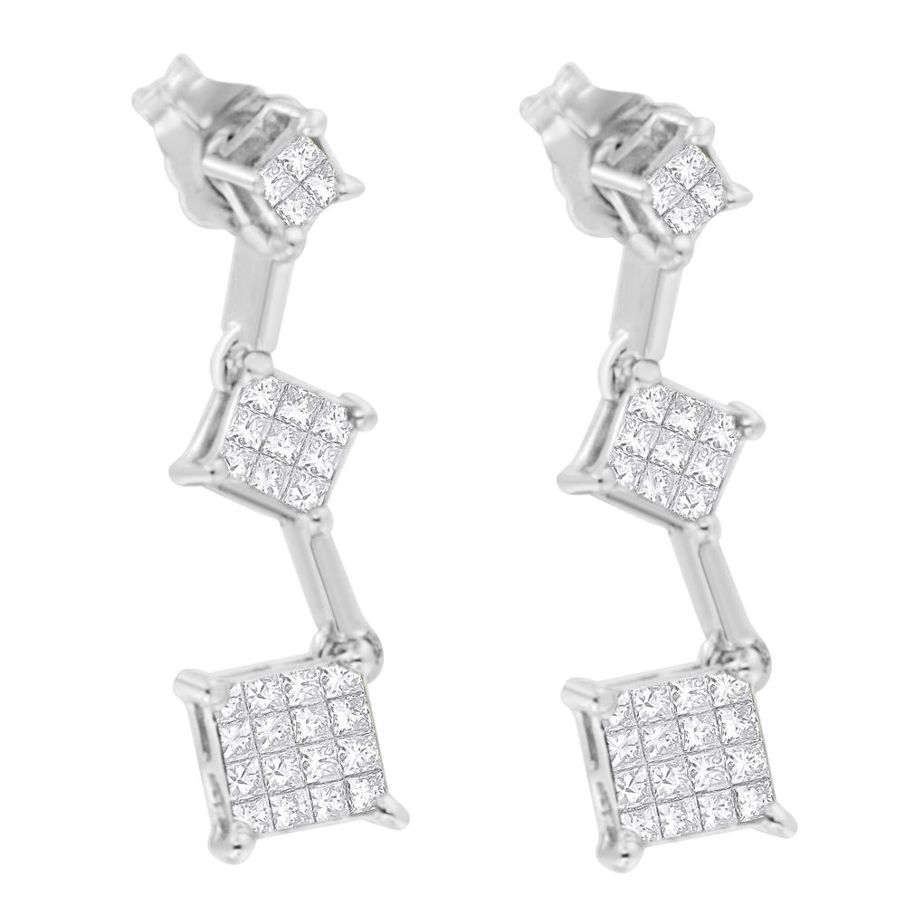 14K White Gold 1/2ct. TDW Princess-cut Diamond Earrings (H-I,SI1-SI2)