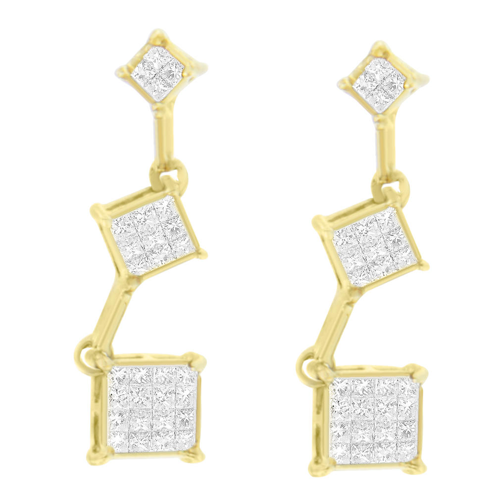 14K Yellow Gold 1/2ct. TDW Princess-cut Diamond Earrings (H-I,SI1-SI2)