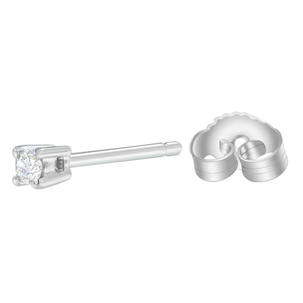 14K White Gold 0.08ct. TDW Round-cut Diamond Earrings (H-I, SI2-I1)