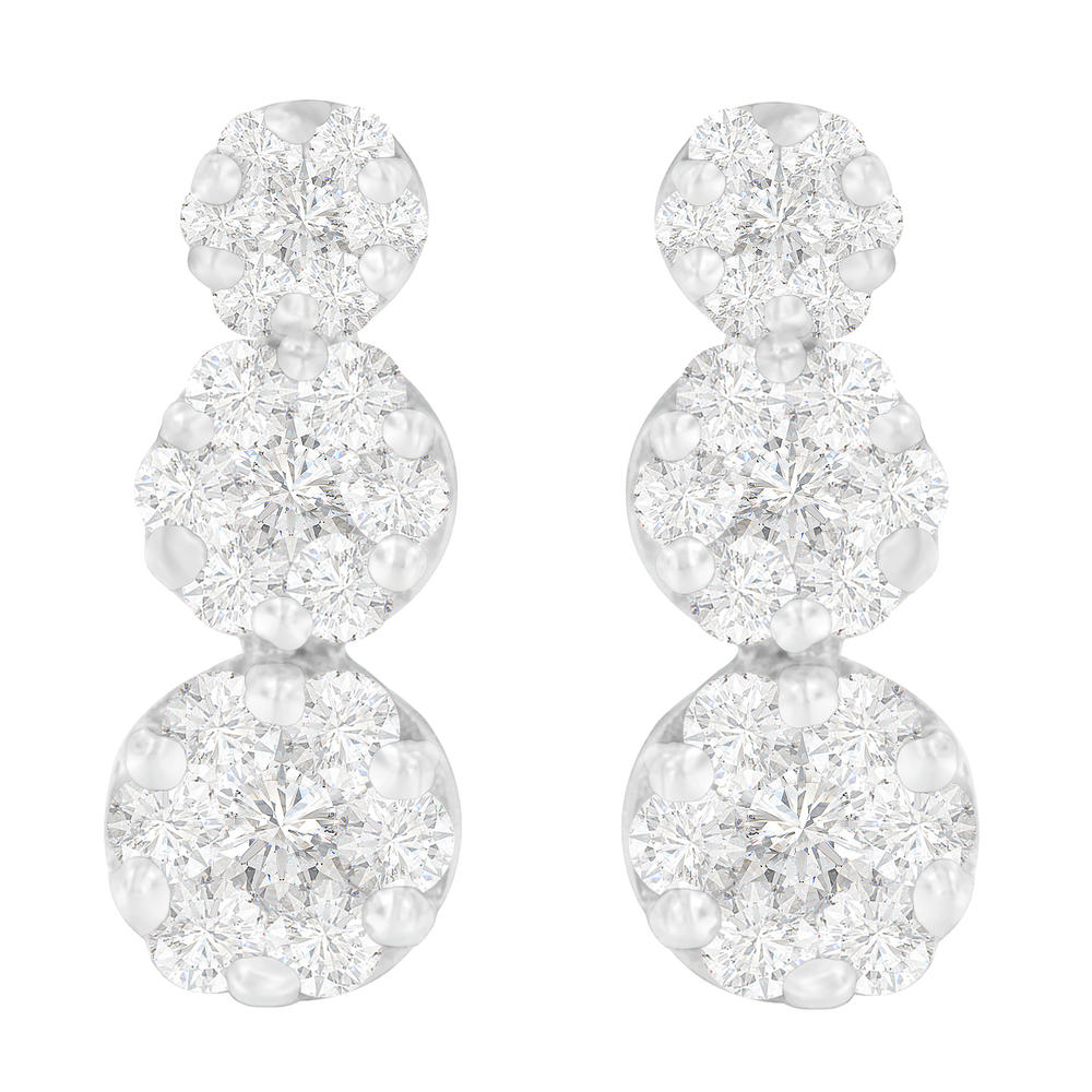 14K White Gold 2ct. TDW Round-cut Diamond Earrings (H-I,I1-I2)