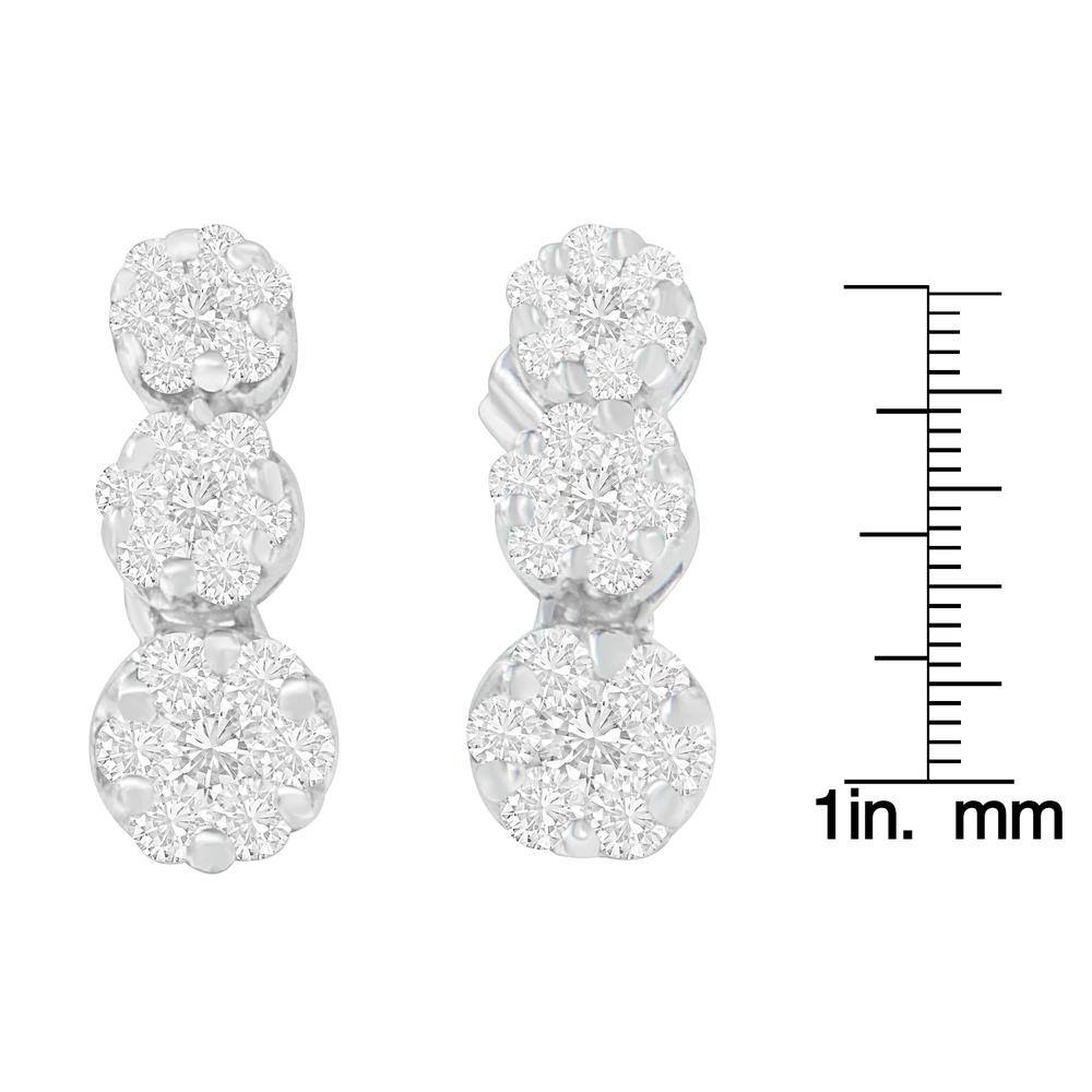 18K White Gold 1ct. TDW Round-cut Diamonds Earrings (H-I,SI2-I1)