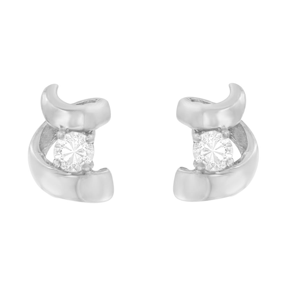 Espira 10K White Gold 0.1 CTTW Round cut Diamond Earring (I-J,I1-I2)