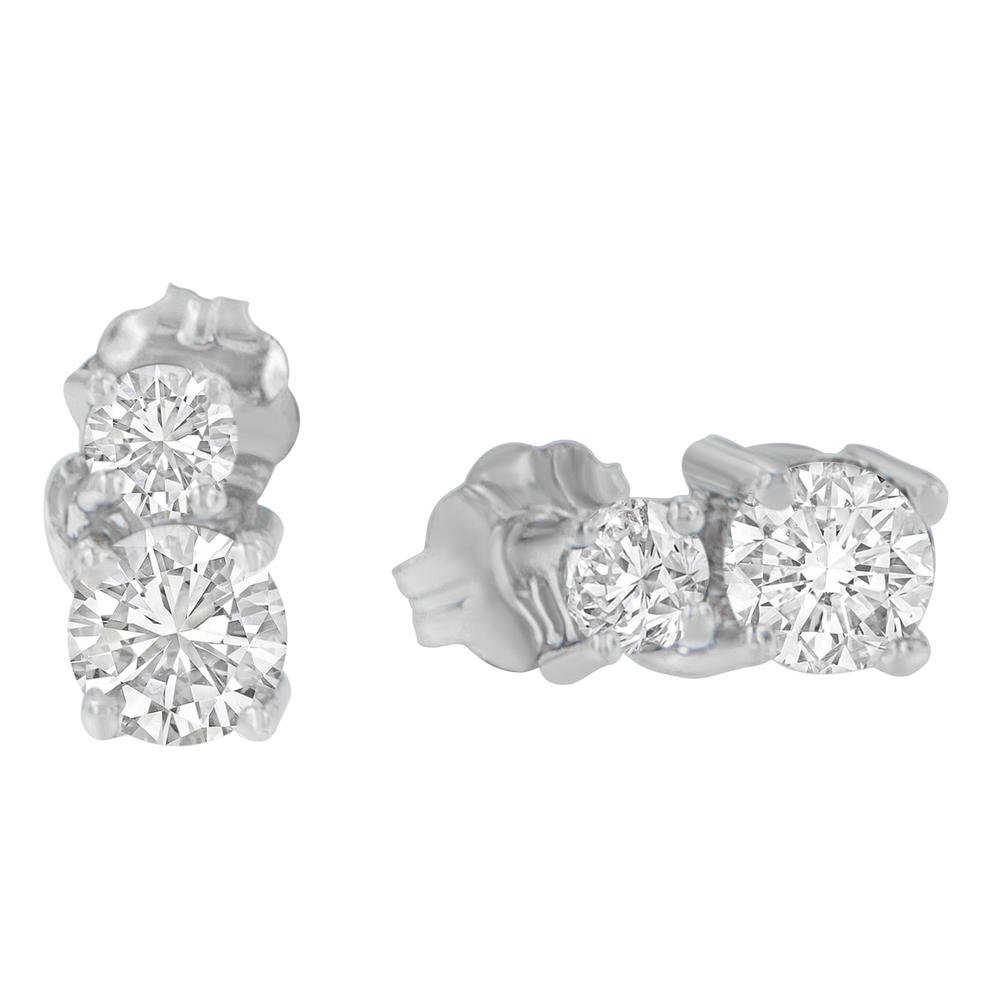 14K White Gold 0.75 CTTW Round Cut Diamond Earrings (H-I, SI2-I1)
