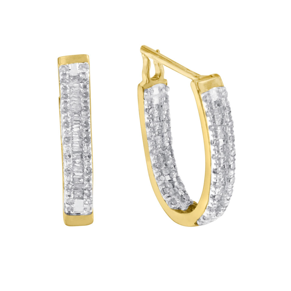 10K Yellow Gold 1 CTTW Diamond Hoop Earrings (I-J, I1-I2)