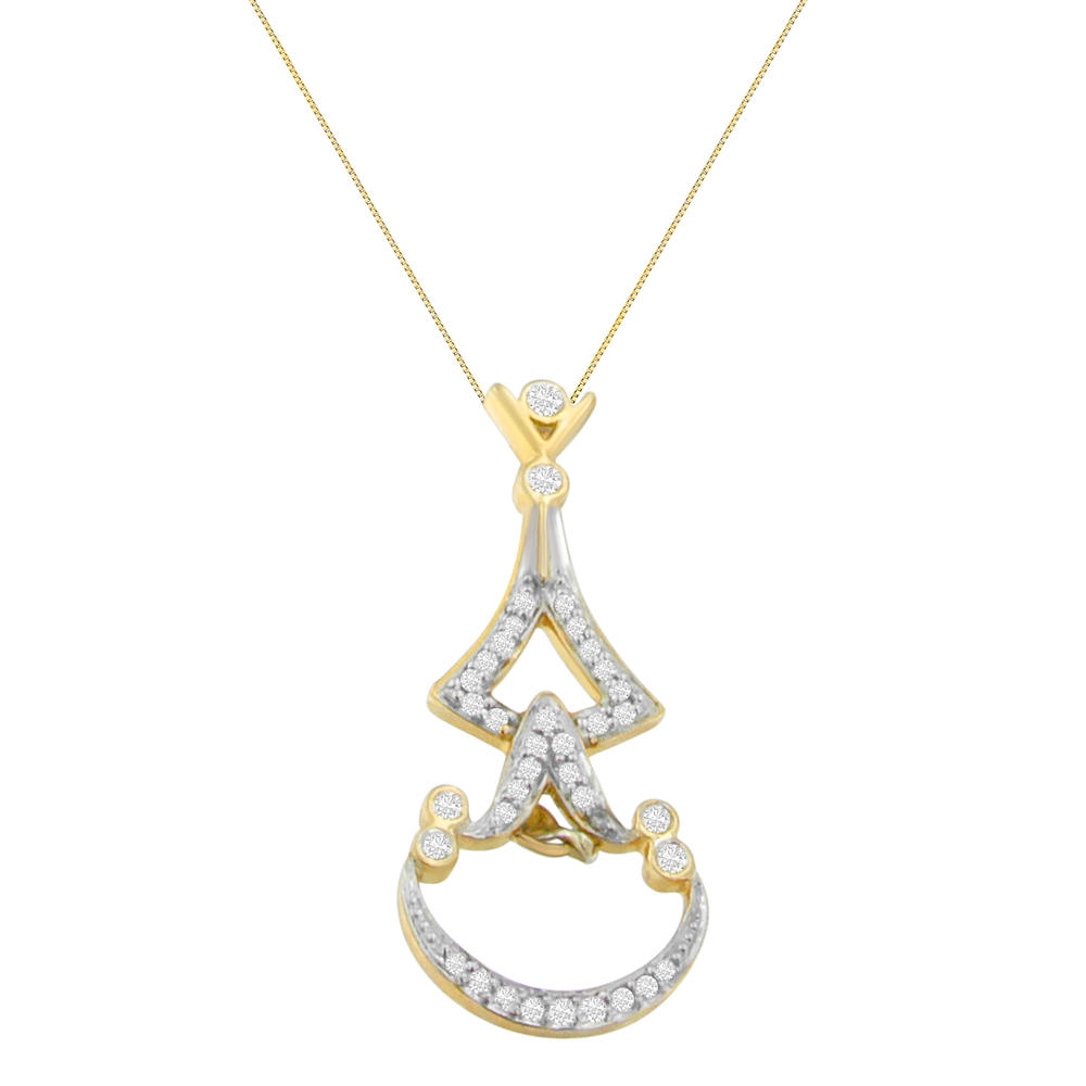 14K Yellow Gold 0.33ct. TDW Round Diamond Pendant Necklace (H-I,SI2-I1)