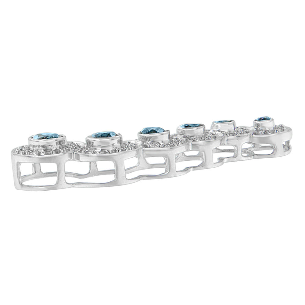 14K White Gold 1ct.TDW White and Treated Blue Diamond Pendant Necklace (H-I,I1-I2)