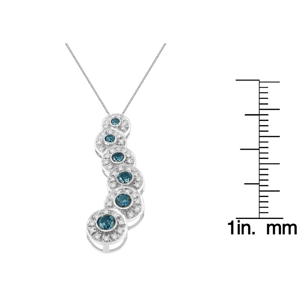 14K White Gold 1ct.TDW White and Treated Blue Diamond Pendant Necklace (H-I,I1-I2)