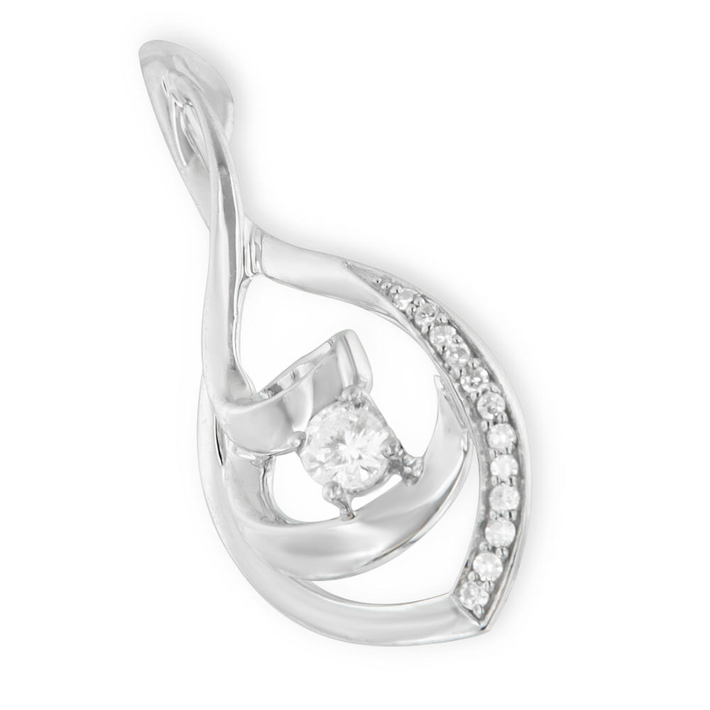 Espira 10k White Gold 1/4ct TDW Round Cut Diamond Fashion Pendant (H-I, I2-I3)
