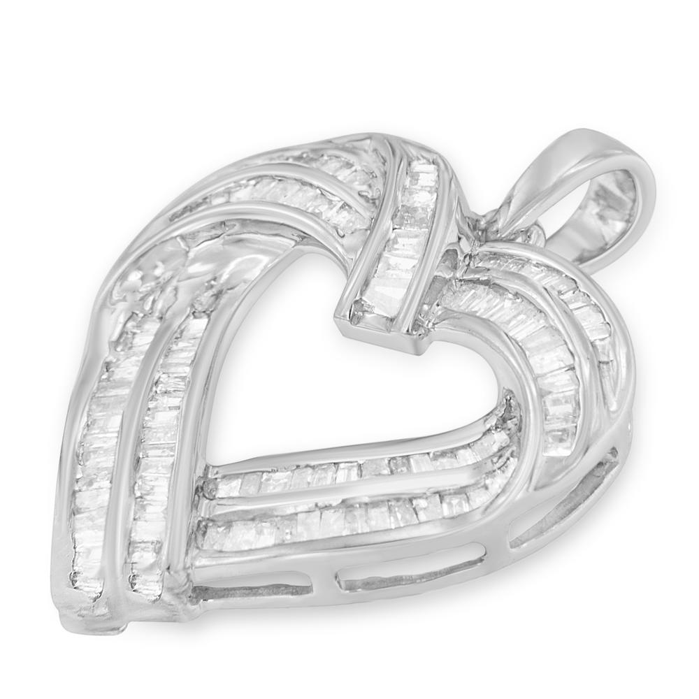 Sterling Silver 1ct TDW Diamond Heart Pendant Necklace (I-J, I2-I3)