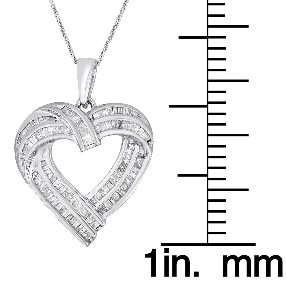 Sterling Silver 1ct TDW Diamond Heart Pendant Necklace (I-J, I2-I3)