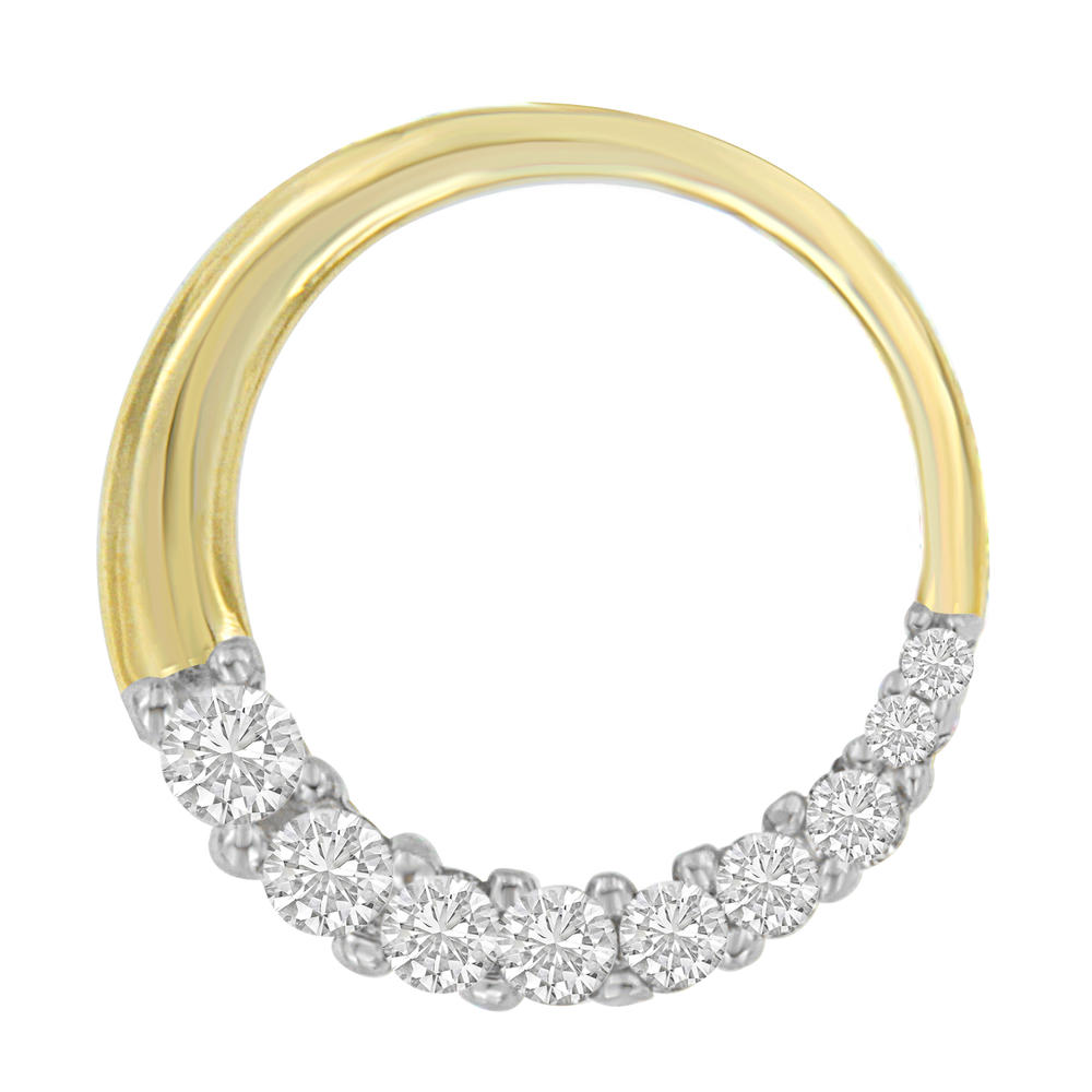 14K Yellow Gold 1/4 CTTW Round-cut Diamond Circle Pendant Necklace (J-K, I1-I2)
