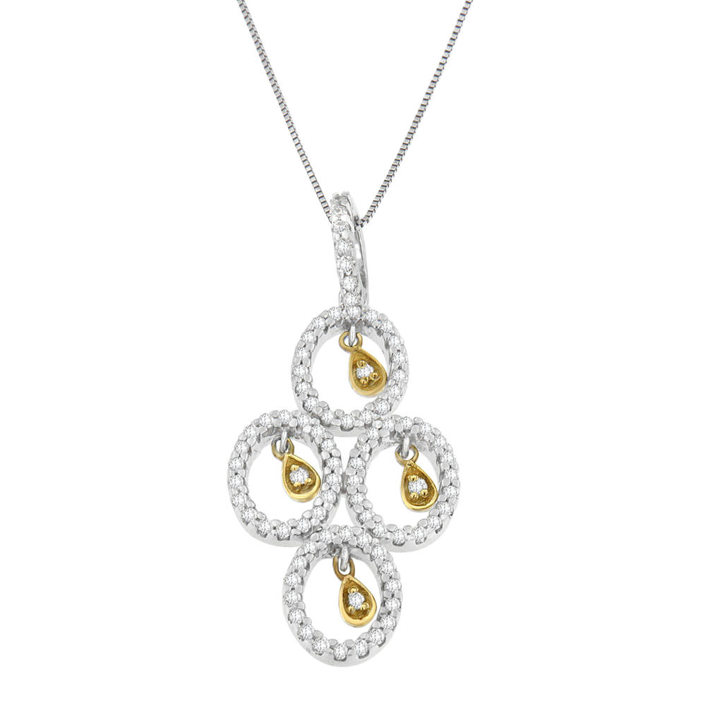14k Two- Toned Gold 2/5ct TDW Round Diamond Pendant Necklace (H-I,I1-I2)