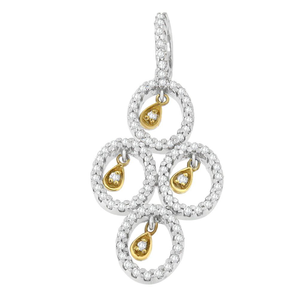 14k Two- Toned Gold 2/5ct TDW Round Diamond Pendant Necklace (H-I,I1-I2)