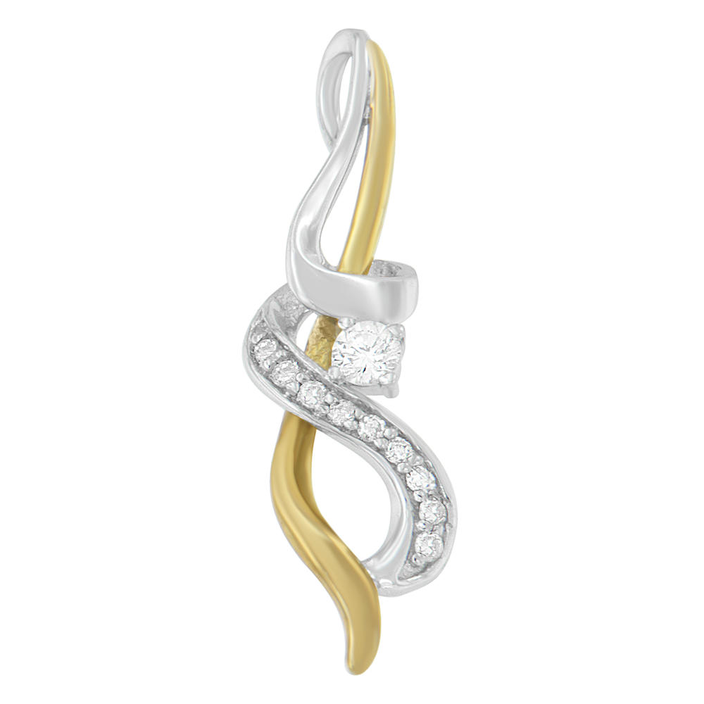Espira 10k Two-tone Gold 1/5ct TDW Diamond Pendant Necklace (H-I, I1-I2)