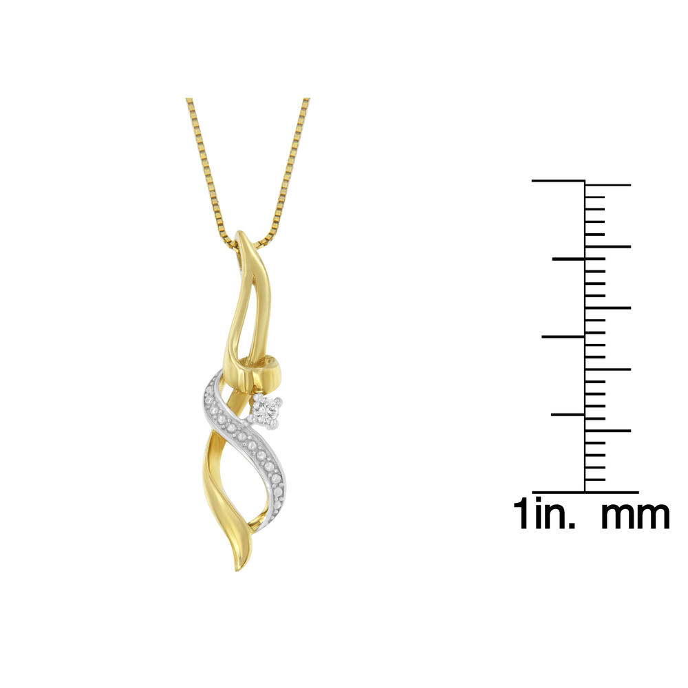 Espira 10K Yellow Gold .05 CTTW Round Cut Diamond Accent Swirl Pendant Necklace (H-I, I1-I2)