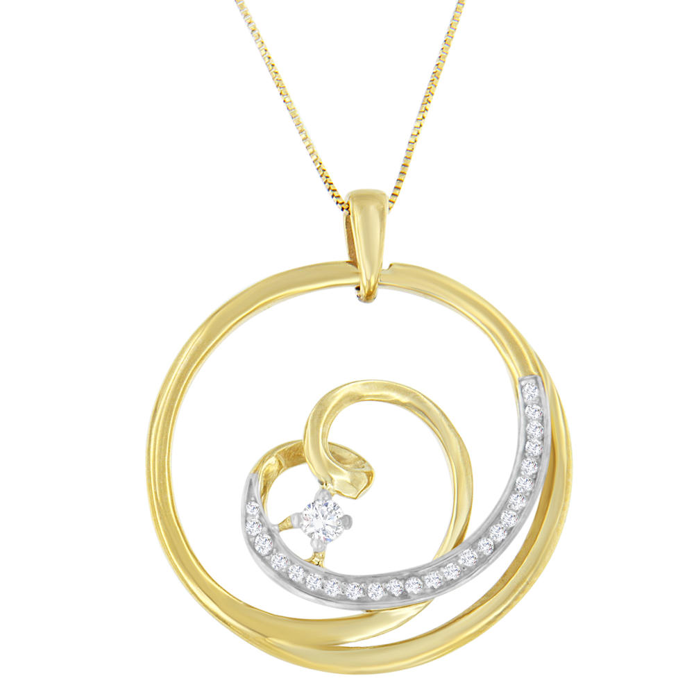 Espira 10k Yellow Gold 1/6ct TDW Round-cut Diamond Pendant Necklace (I-J, I1-I2)