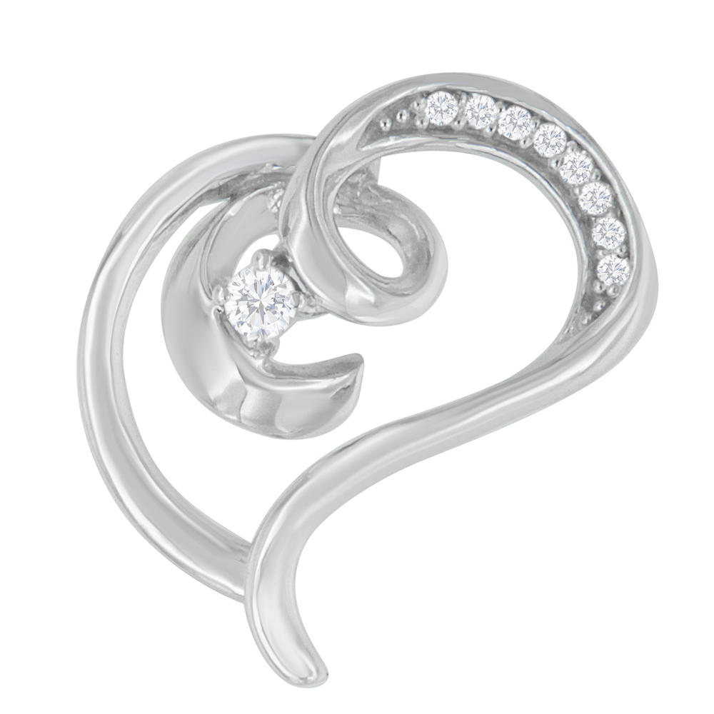 Espira 10K White Gold .08 ct TDW Diamond Accent Rings of Love Pendant Necklace (H-I, I1-I2)