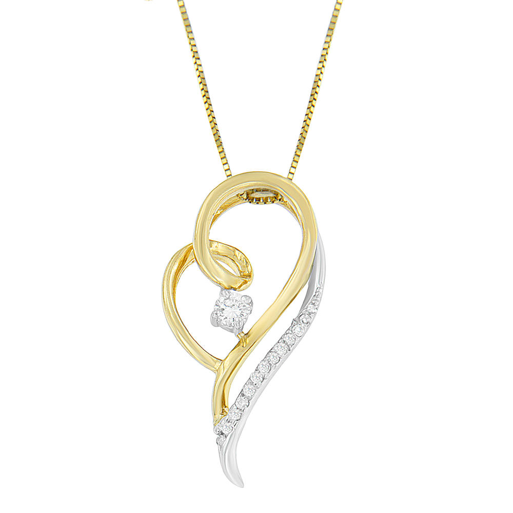 10K Two-Tone Gold 1/6 CTTW Round Cut Diamond Layers of Love Pendant Necklace (H-I, I1-I2)