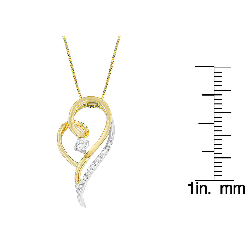 10K Two-Tone Gold 1/6 CTTW Round Cut Diamond Layers of Love Pendant Necklace (H-I, I1-I2)