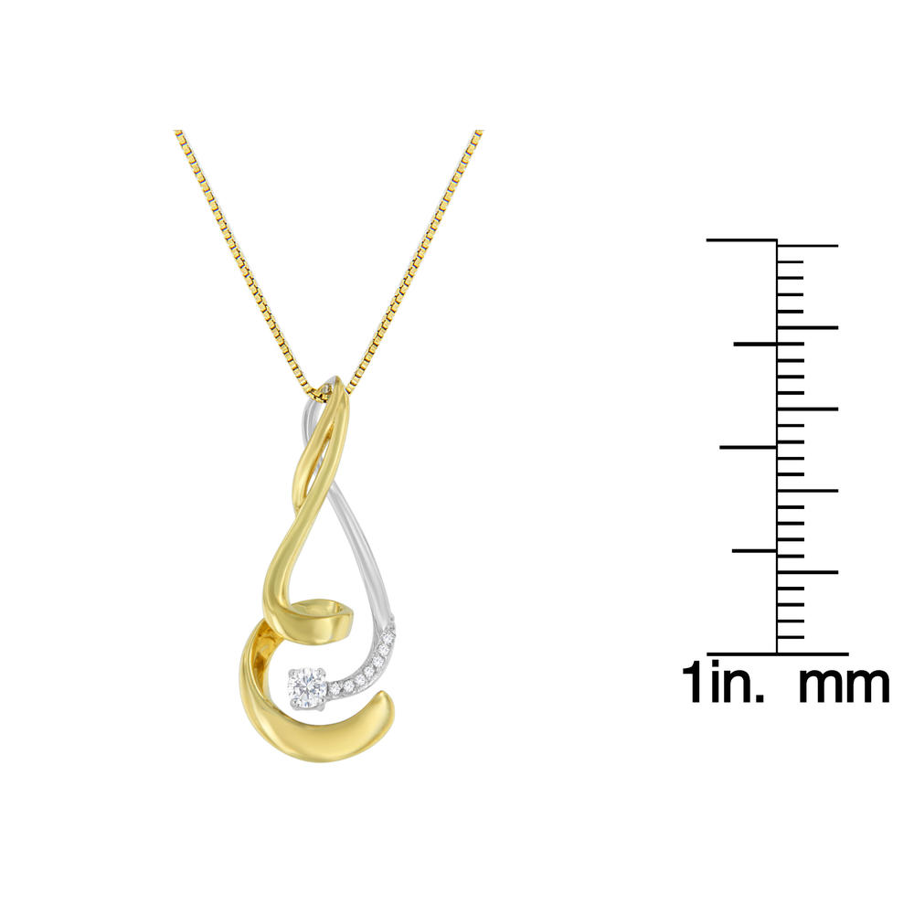 Espira 10K Two-Tone Gold 1/10 CTTW Round Cut Diamond Swirl Pendant Necklace (I-J, I2-I3)