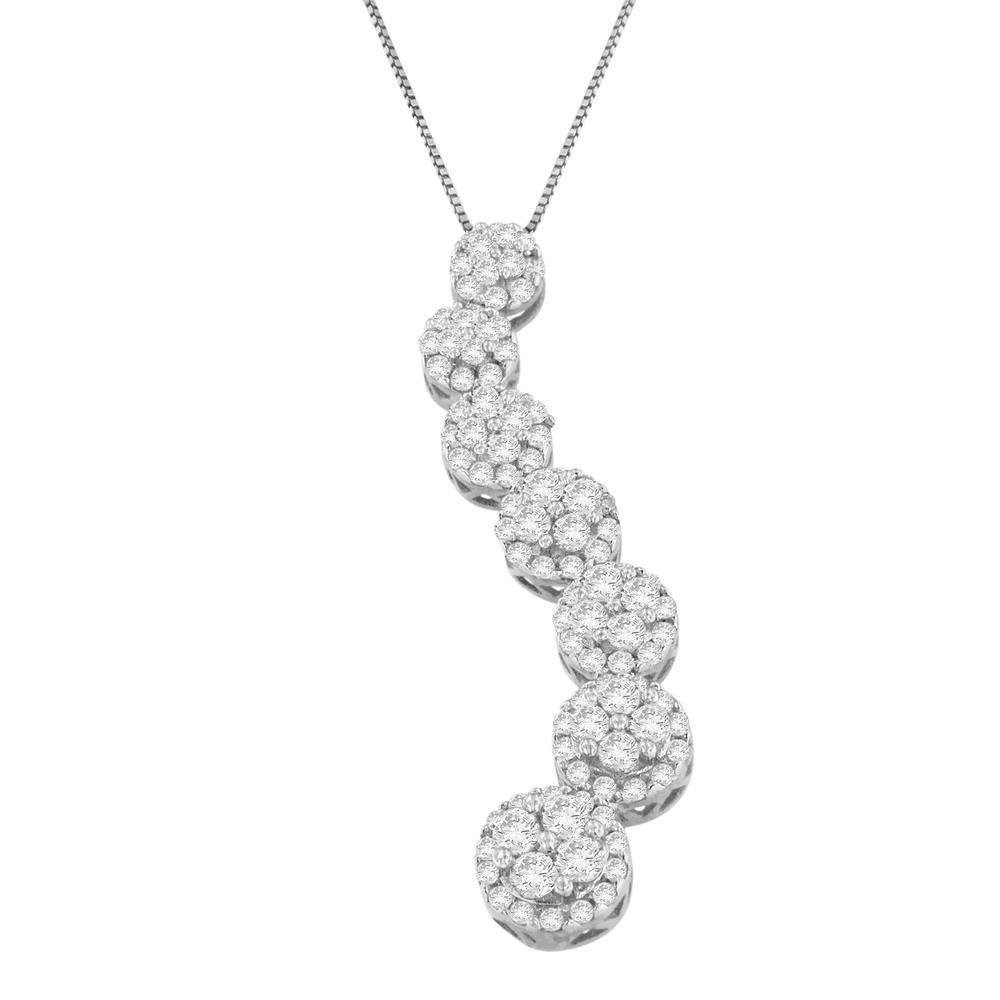 10K White Gold 1 CTTW Round Cut Diamond Journey Circle Pendant Necklace (H-I, I1-I2)