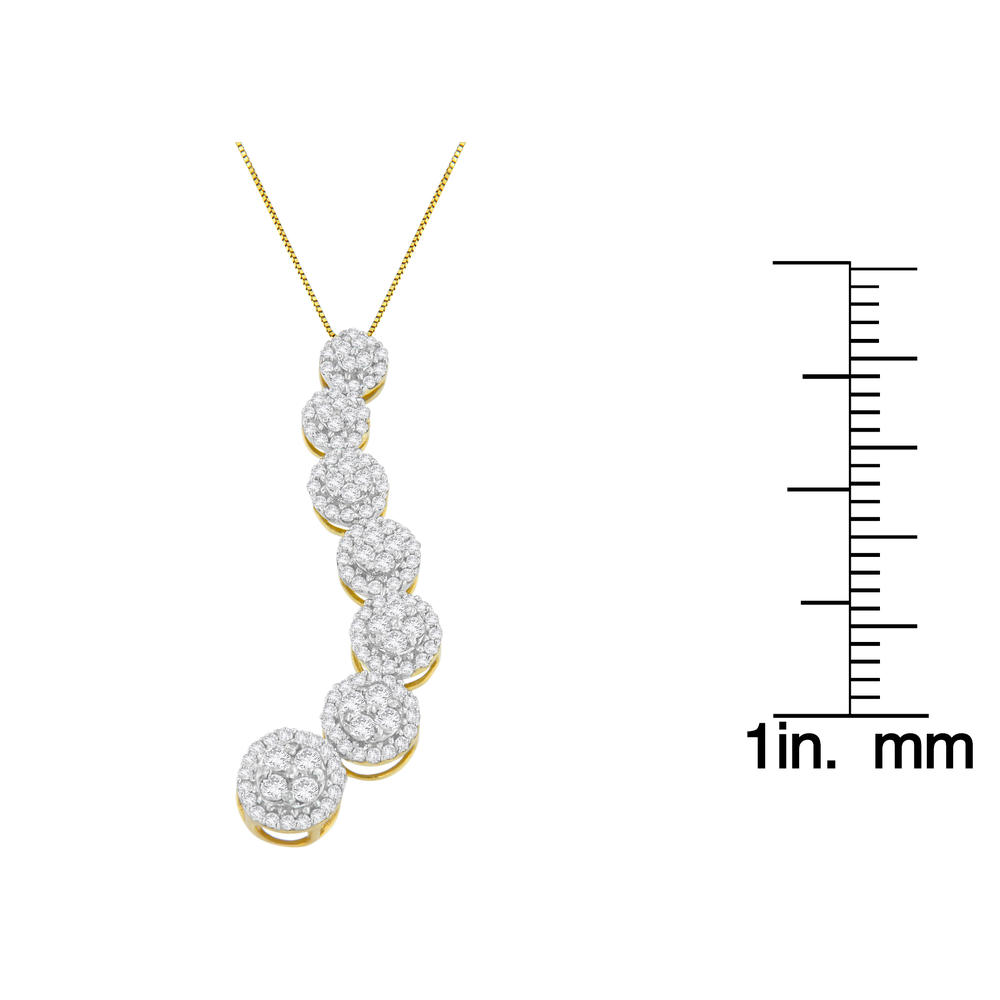 10k Yellow Gold 1 CTTW Round Cut Diamond Circle Long Pendant Necklace (I-J, I1-I2)