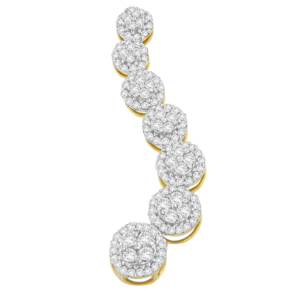10k Yellow Gold 1 CTTW Round Cut Diamond Circle Long Pendant Necklace (I-J, I1-I2)