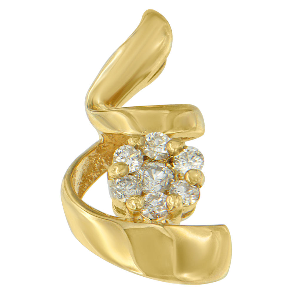 Espira 10K Yellow Gold 0.25 CTTW Round Cut Diamond Spiral Pendant Necklace (I-J, I2-I3)