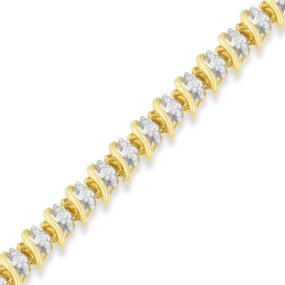 10k Yellow Gold 2 ct. TDW Round Cut Diamond 'S' Link Pendant (L-M, I1-I2)