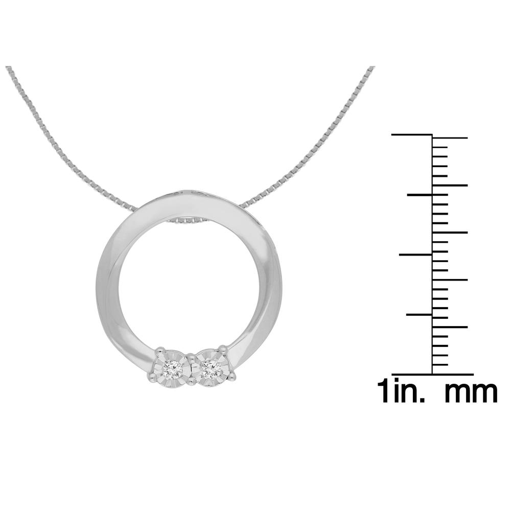 Sterling Silver 0.1 CTTW Round Cut Diamond Circle Pendant Necklace (I-J, I3)