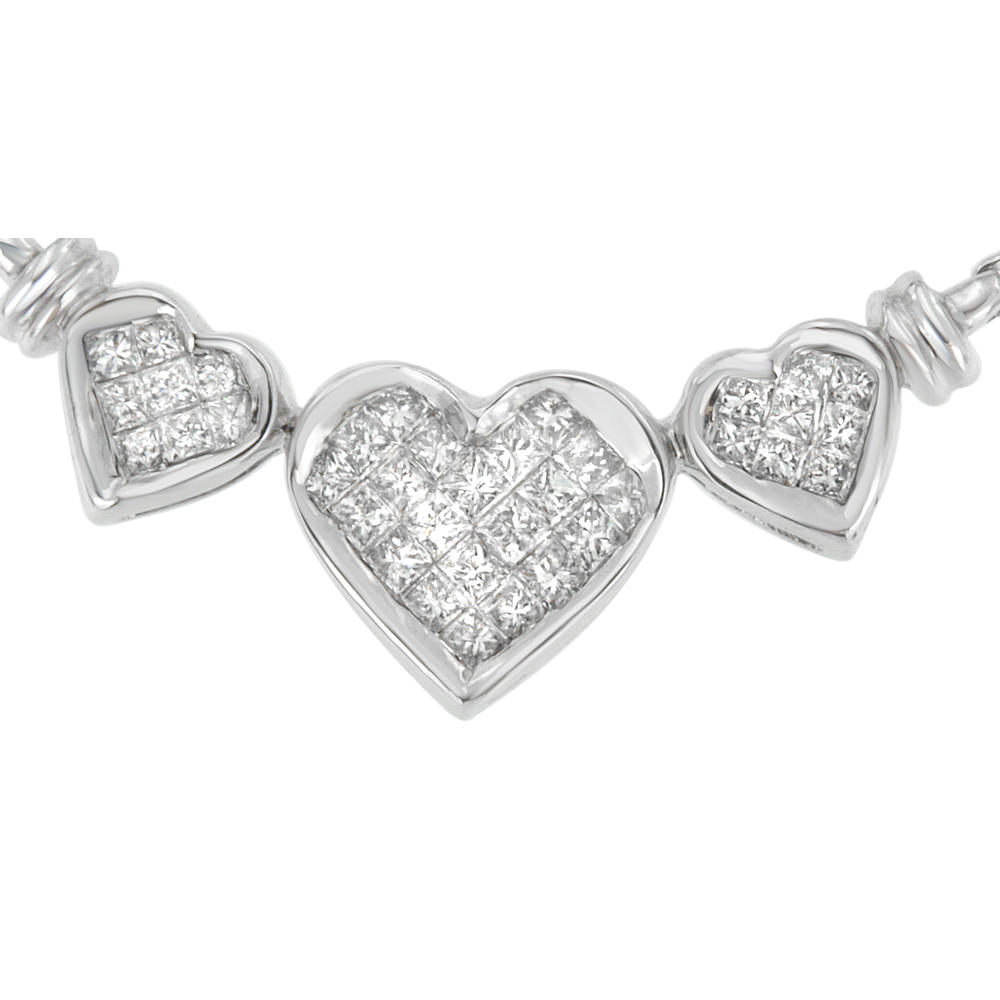 14K White Gold 1ct. TDW Princess-cut Diamond Necklace (H-I,SI2-I1)