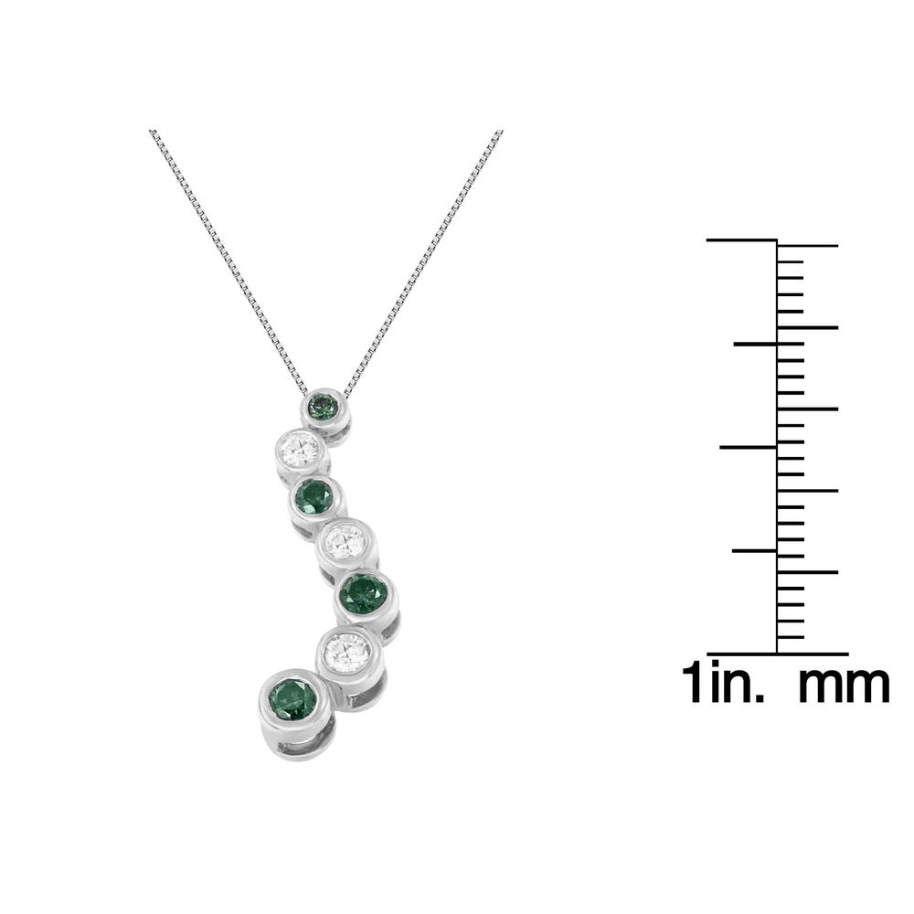 14K White Gold 1ct. TDW Round-cut Treated Blue Diamond Pendant Necklace (H-I,I1-I2)