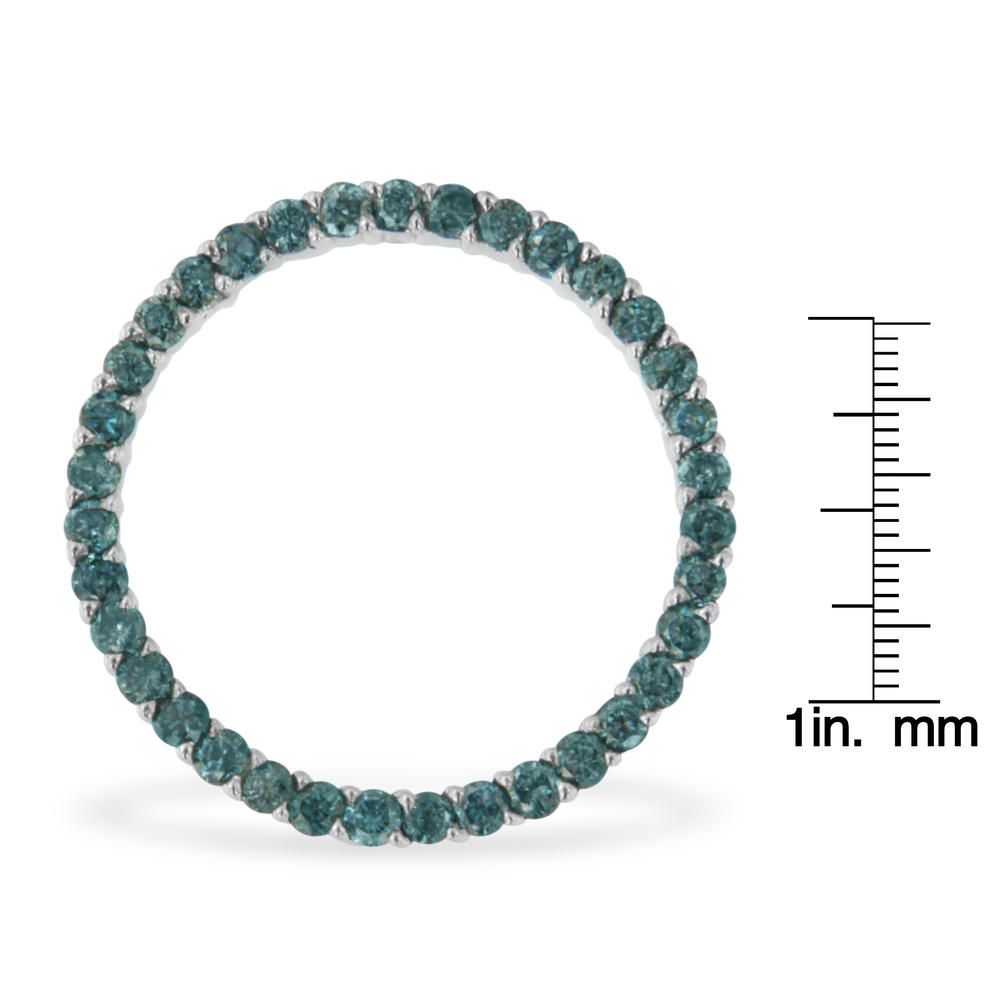 14K White Gold 1ct TDW Treated Blue Diamond Pendant Necklace (Blue, I1-I2)