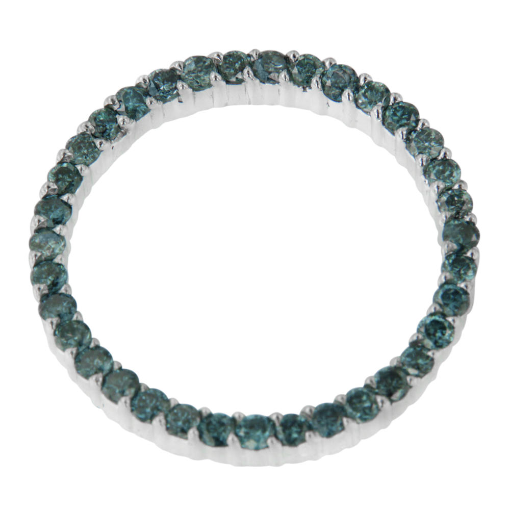 14K White Gold 1ct TDW Treated Blue Diamond Pendant Necklace (Blue, I1-I2)