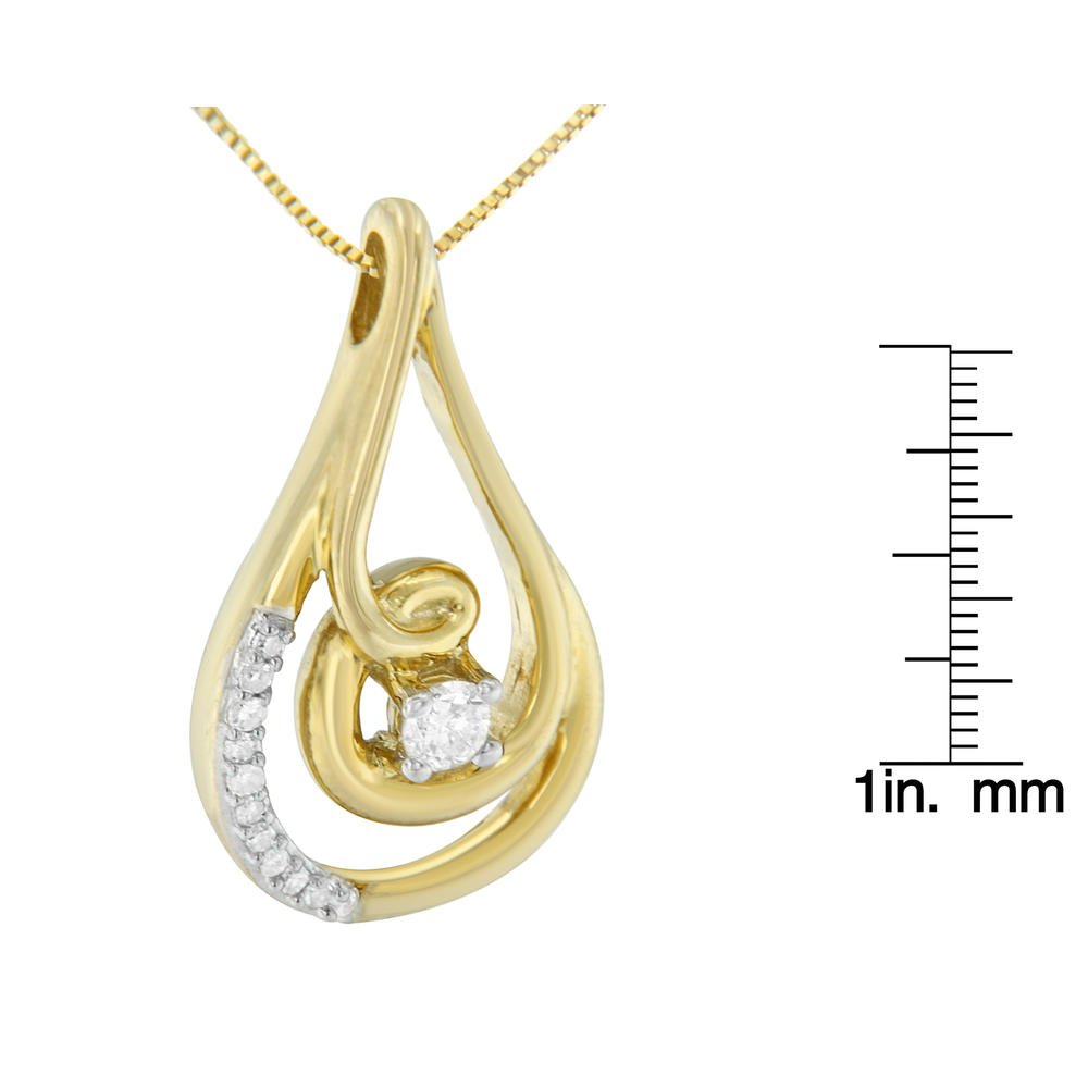 Espira 10k Yellow Gold 0.1 CTTW Round Cut Diamond Teardrop Pendant (H-I,I1-I2)